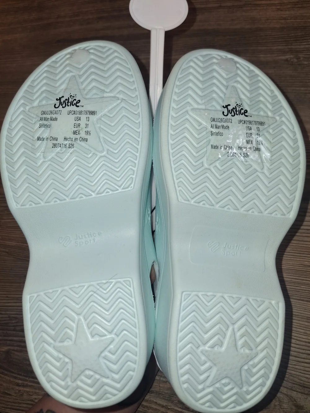 Justice Kids Light Aqua Star Cutout Slip-On Sandals